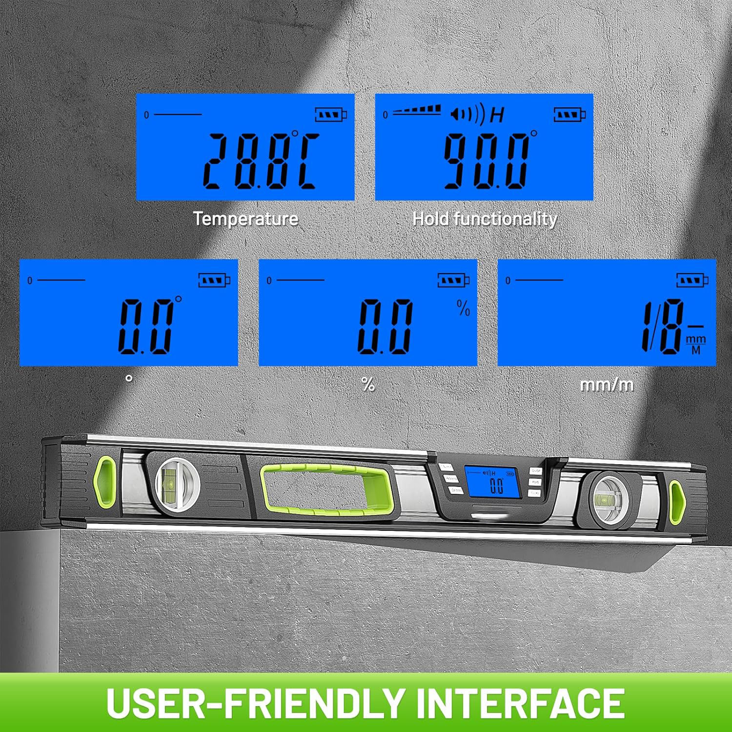 600mm/24-Inch Digital Level with LCD Display, Audible Alerts, IP54 Protection, Magnetic Angle Finder with Carrying Case - Image 4