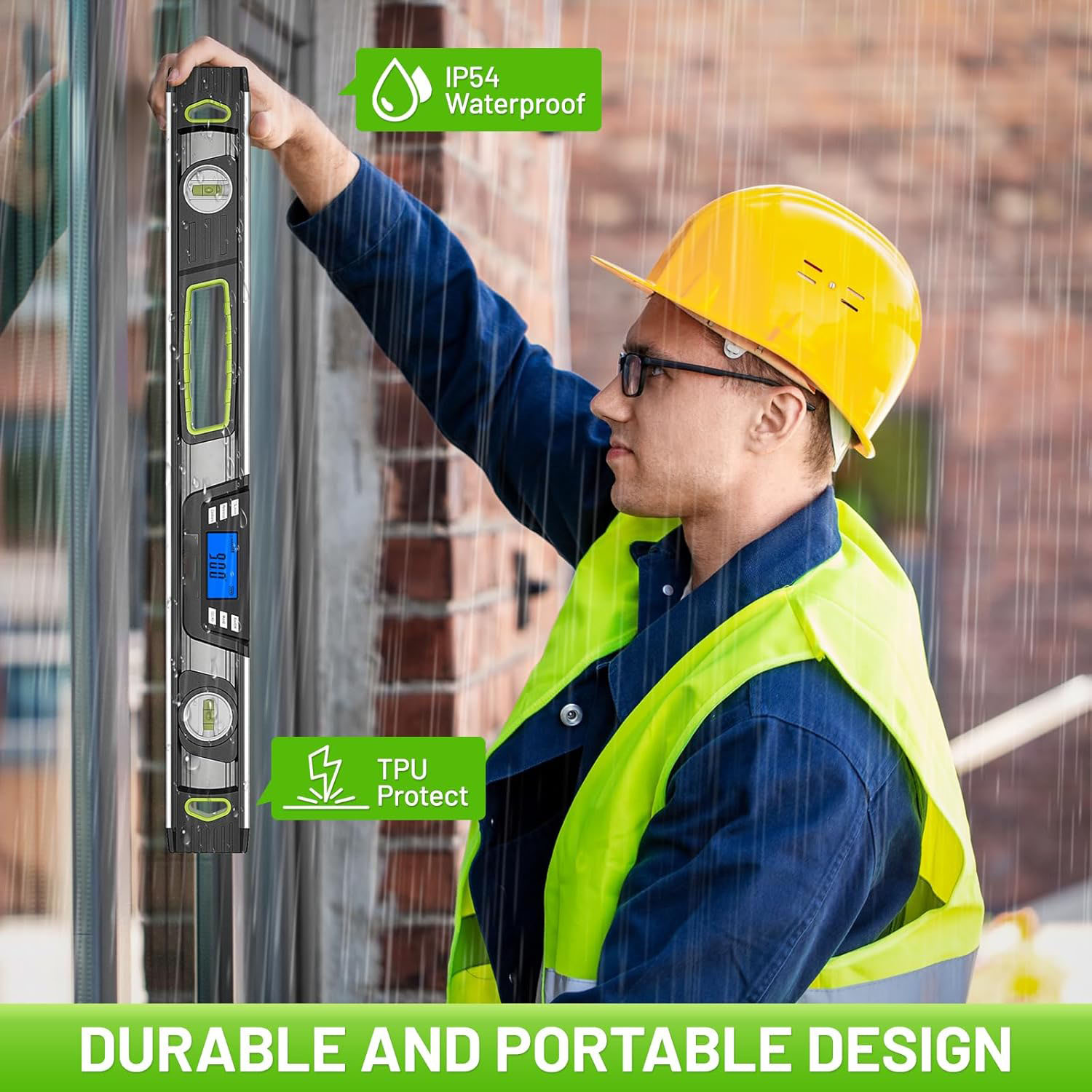 600mm/24-Inch Digital Level with LCD Display, Audible Alerts, IP54 Protection, Magnetic Angle Finder with Carrying Case - Image 5