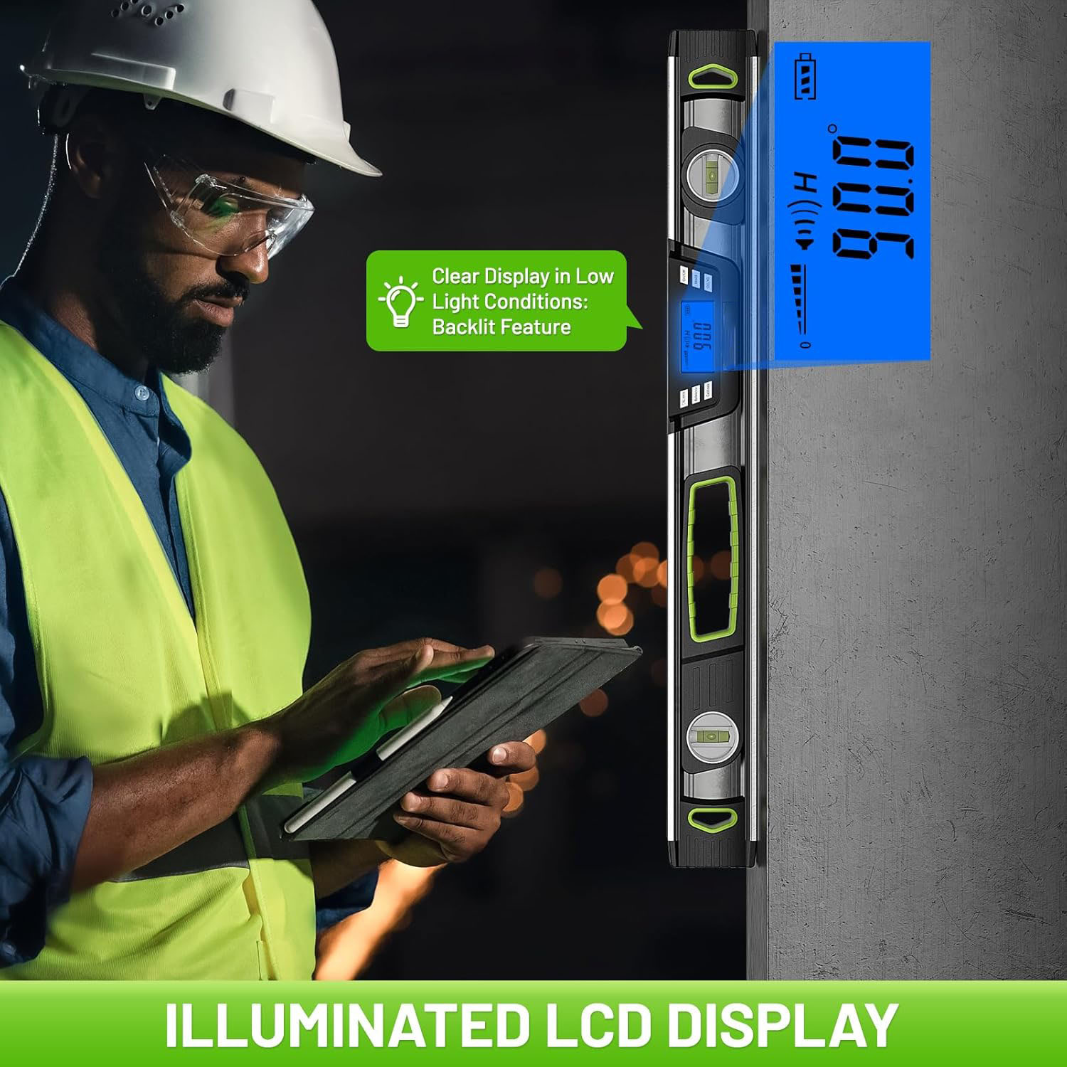 600mm/24-Inch Digital Level with LCD Display, Audible Alerts, IP54 Protection, Magnetic Angle Finder with Carrying Case - Image 6