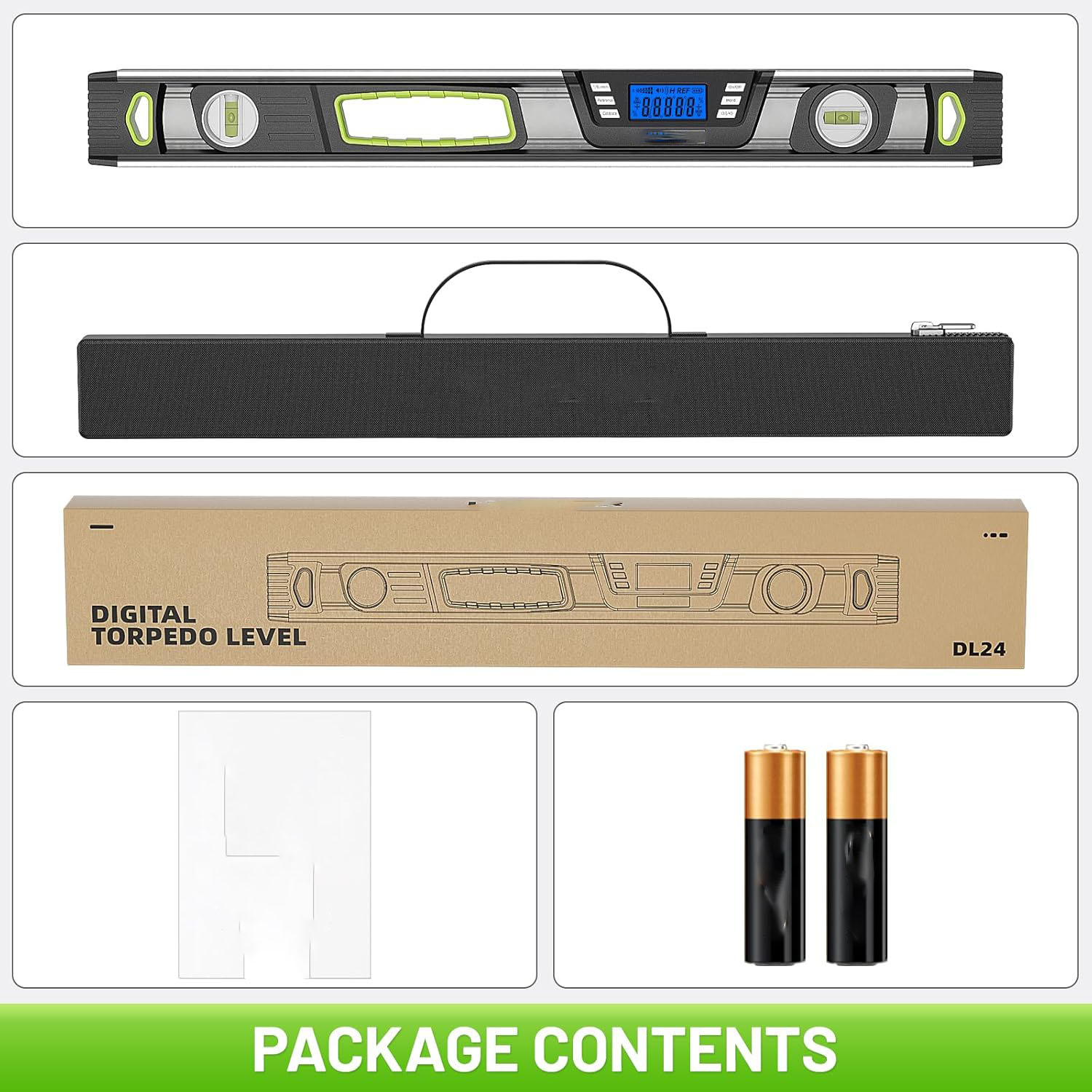 600mm/24-Inch Digital Level with LCD Display, Audible Alerts, IP54 Protection, Magnetic Angle Finder with Carrying Case - Image 2