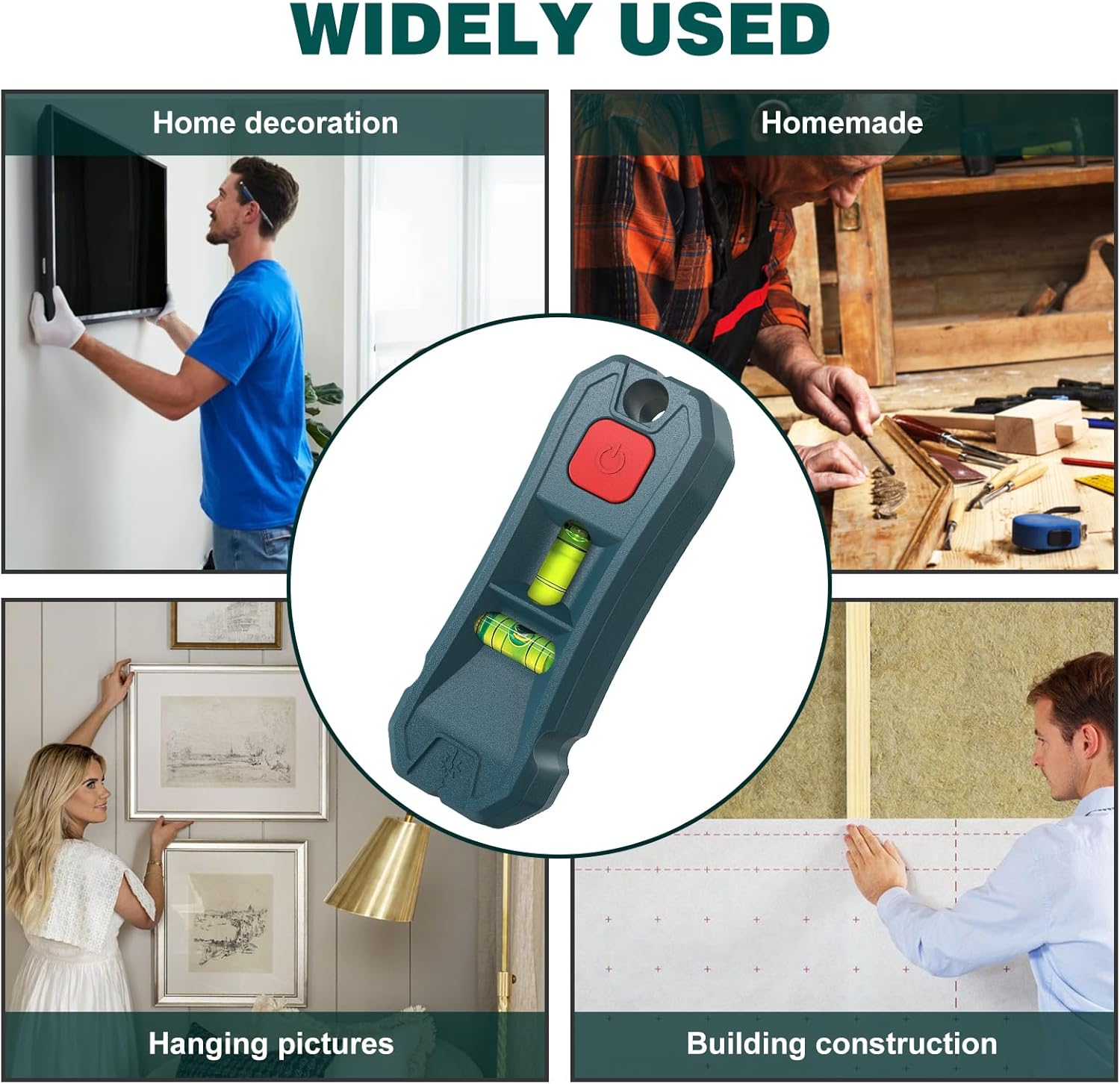 Horizontal & Vertical Bubble Level for Hanging Pictures, Construction, Home Renovations, and Outdoor Installment, No Drilling & Hands-Free - Image 3