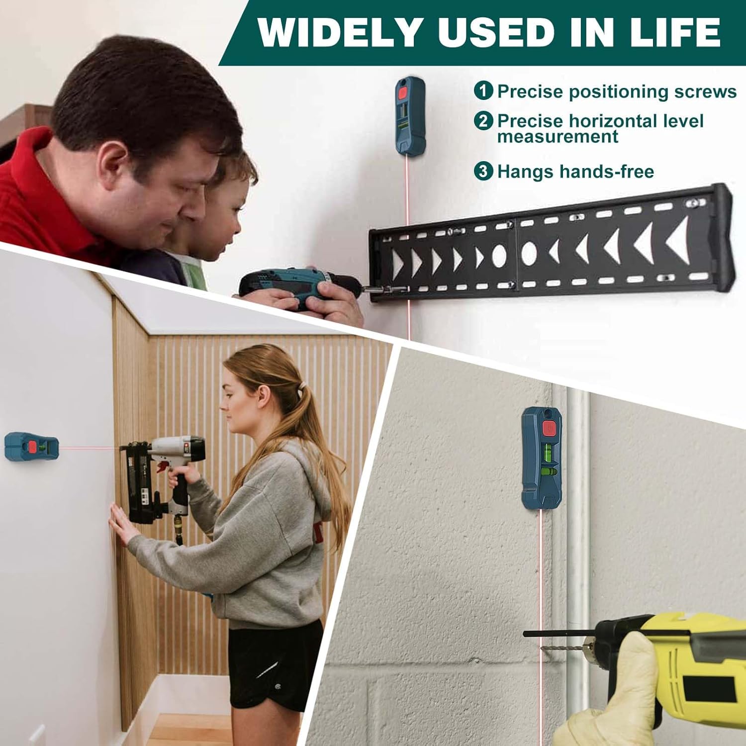 Horizontal & Vertical Bubble Level for Hanging Pictures, Construction, Home Renovations, and Outdoor Installment, No Drilling & Hands-Free - Image 2