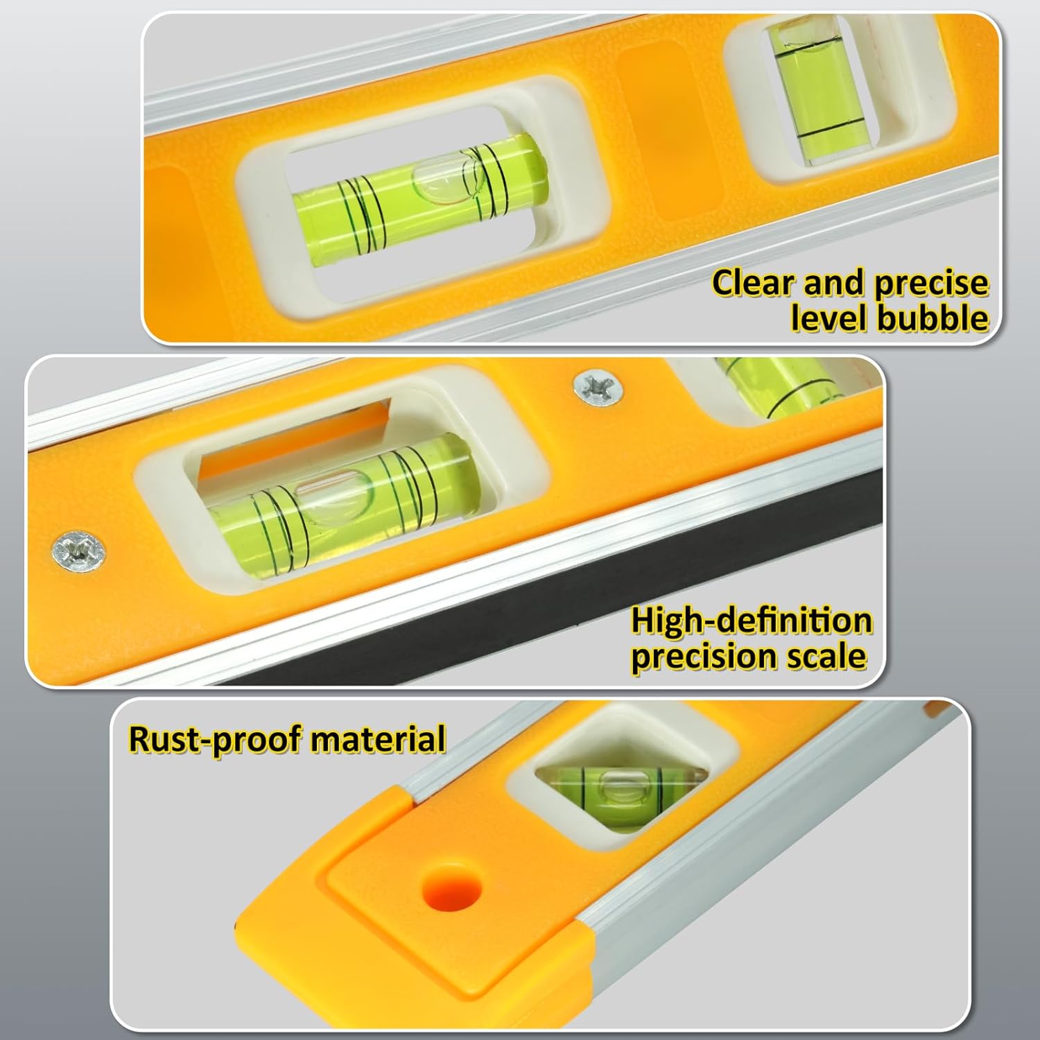 3-Bubble 230mm Shock Proof Torpedo Level, 45°/90°/180° - Image 6